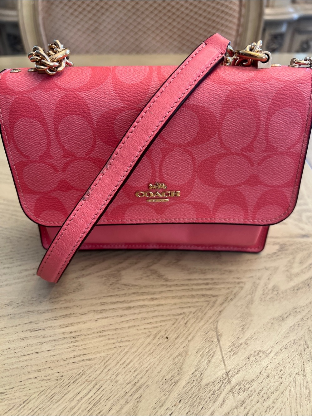 Coach Pink Signature Small Crossbody with Gold Hardware